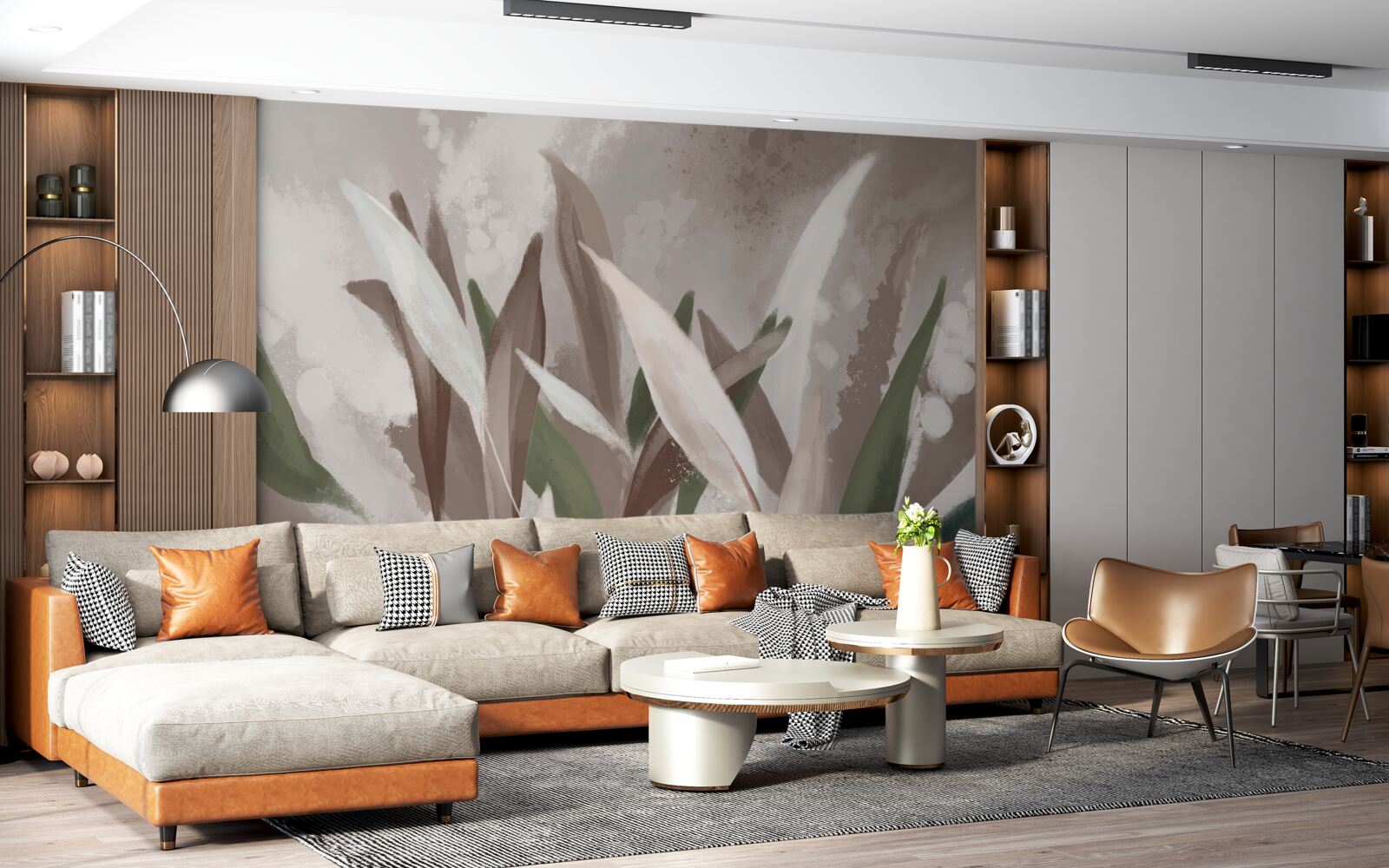 Papier peint des feuilles de différentes tailles et nuances