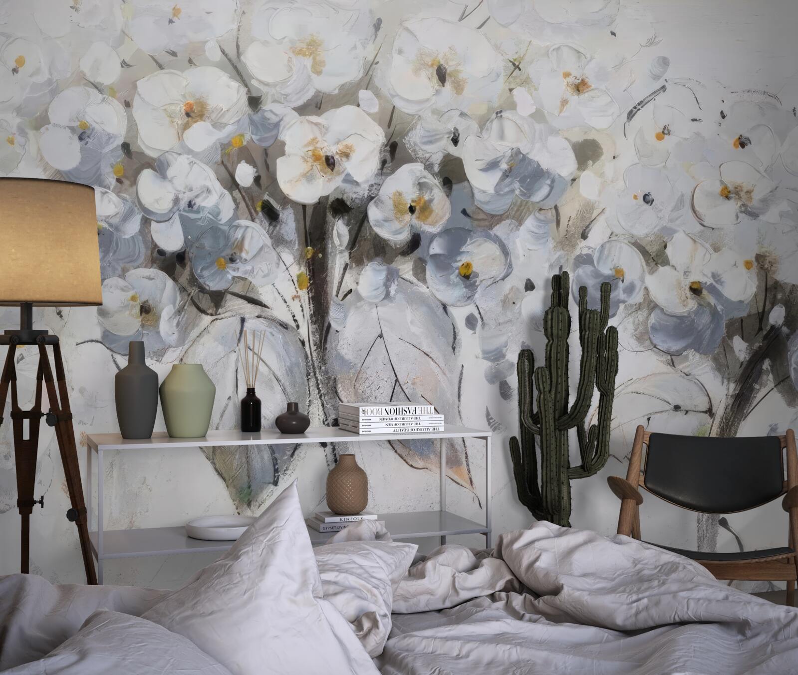 Papier peint a présenté des fleurs éclatantes