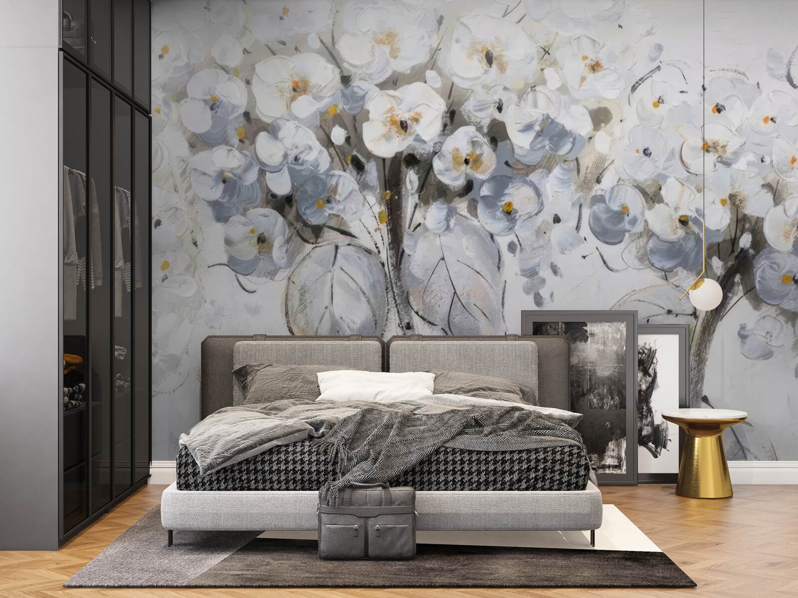 Papier peint a présenté des fleurs éclatantes