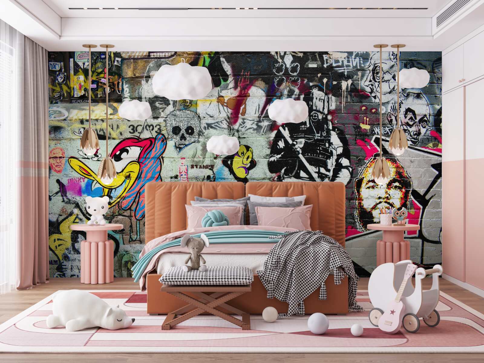 Papier peint Mur décoré de graffitis