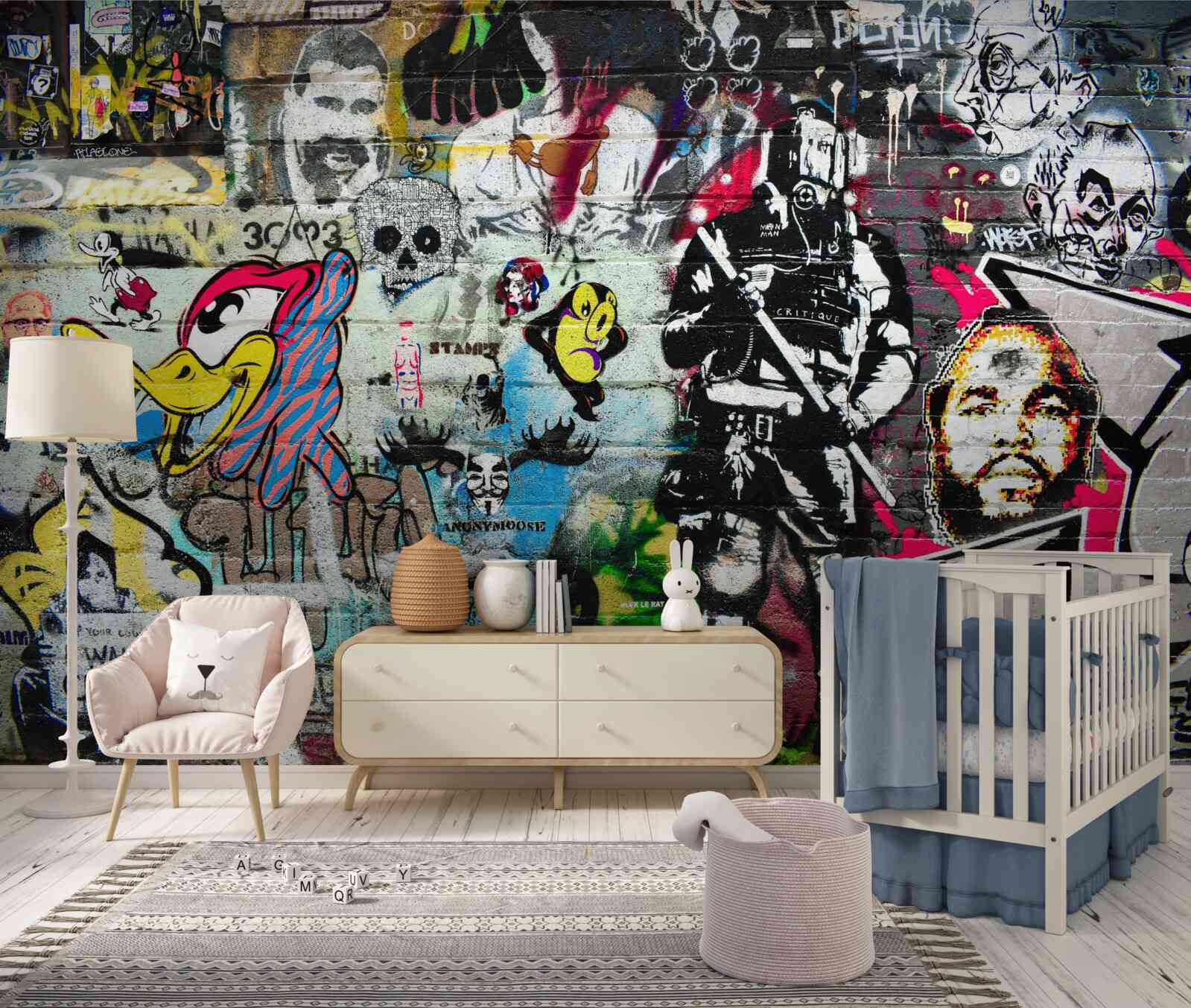 Papier peint Mur décoré de graffitis