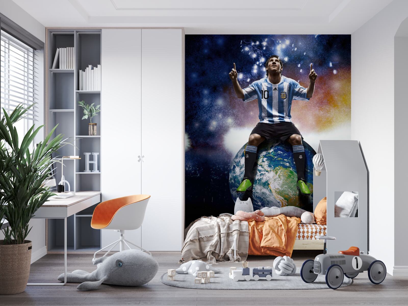 Papier peint messi au sol