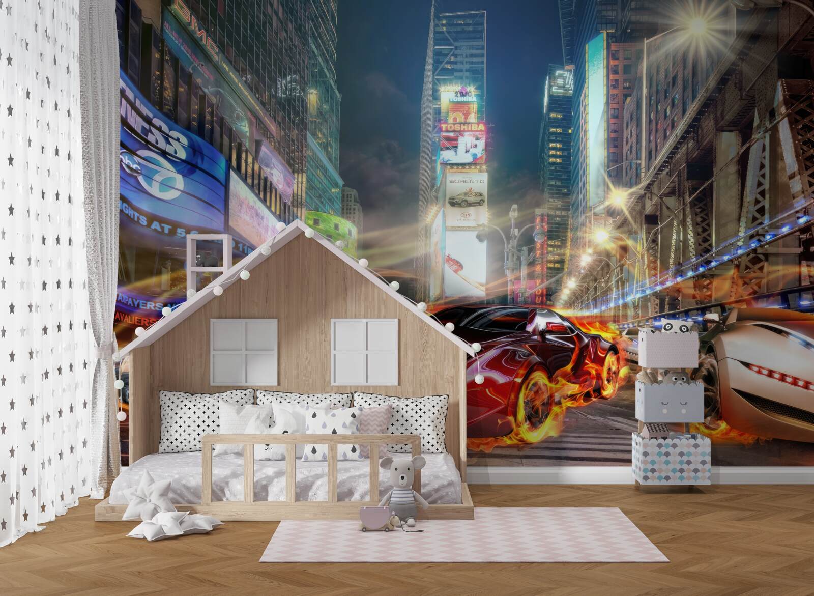 Papier peint voitures de sport dans les rues de la ville