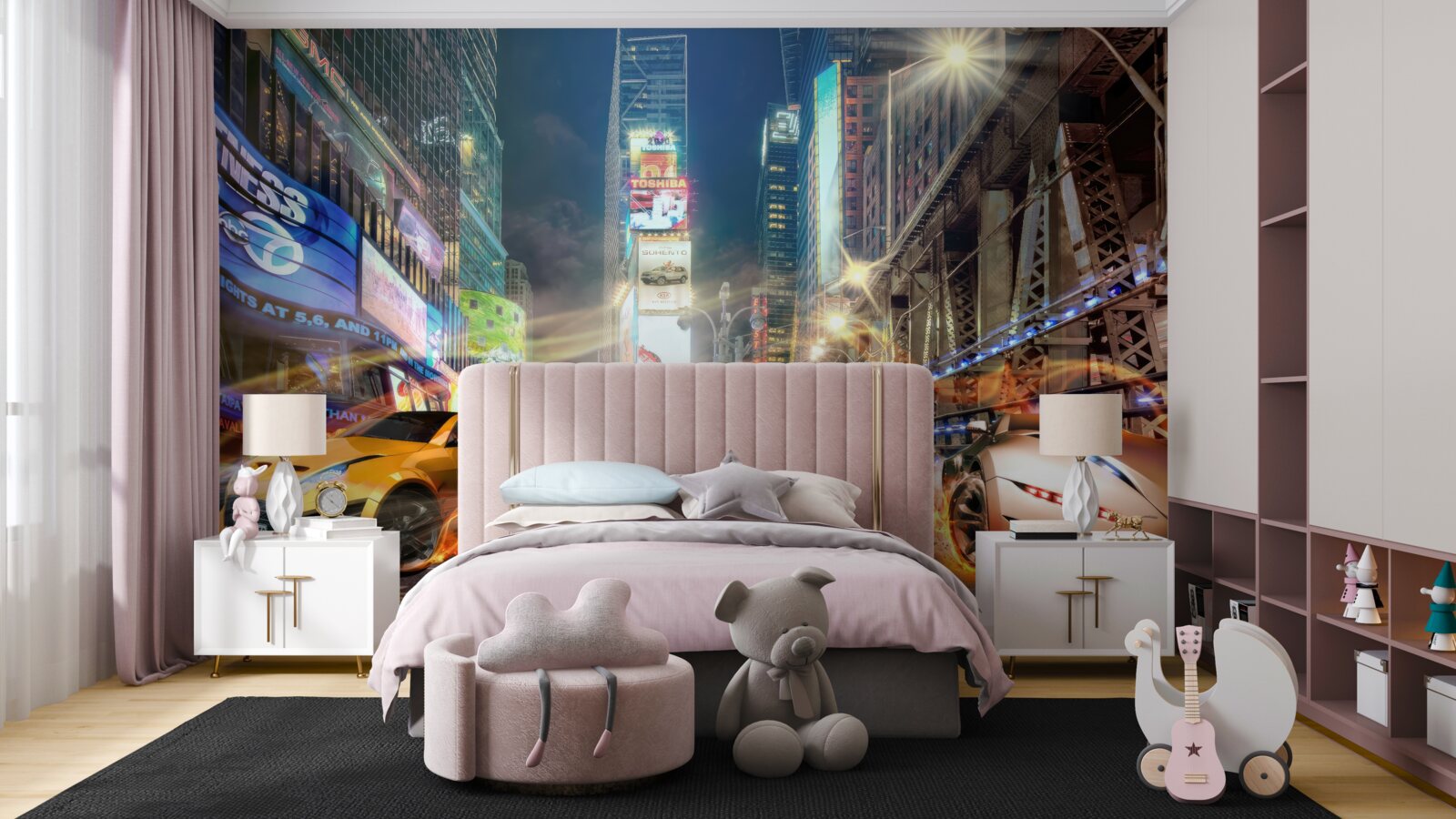 Papier peint voitures de sport dans les rues de la ville