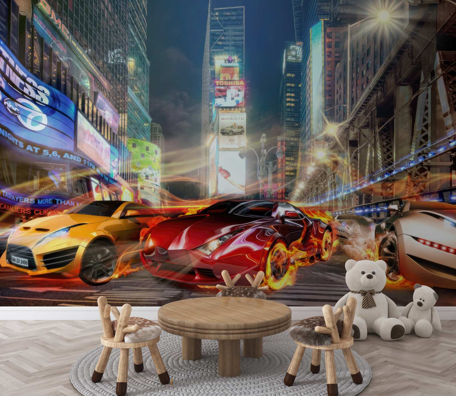 Papier peint voitures de sport dans les rues de la ville