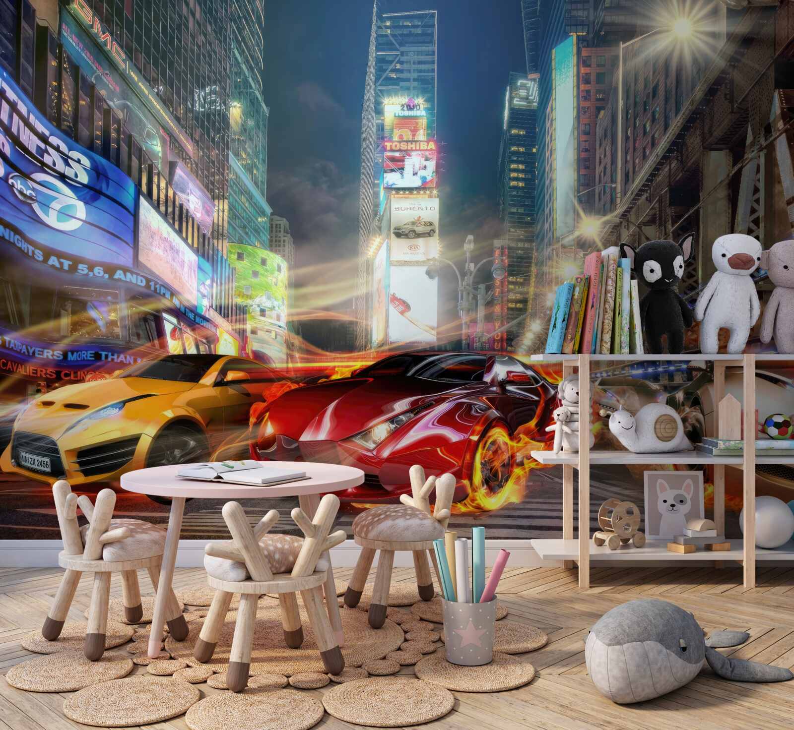 Papier peint voitures de sport dans les rues de la ville