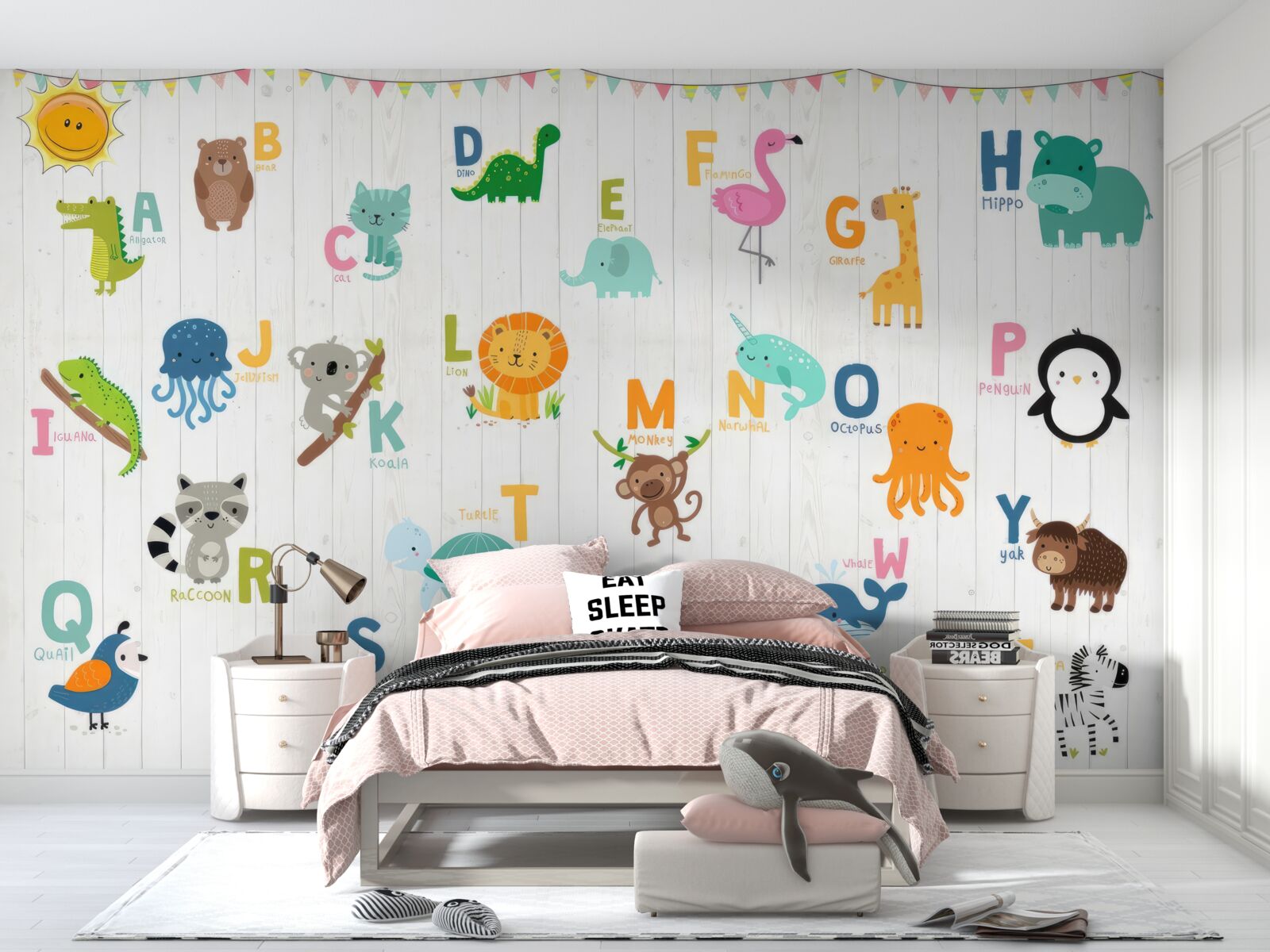 Papier peint alphabet avec des images d'animaux