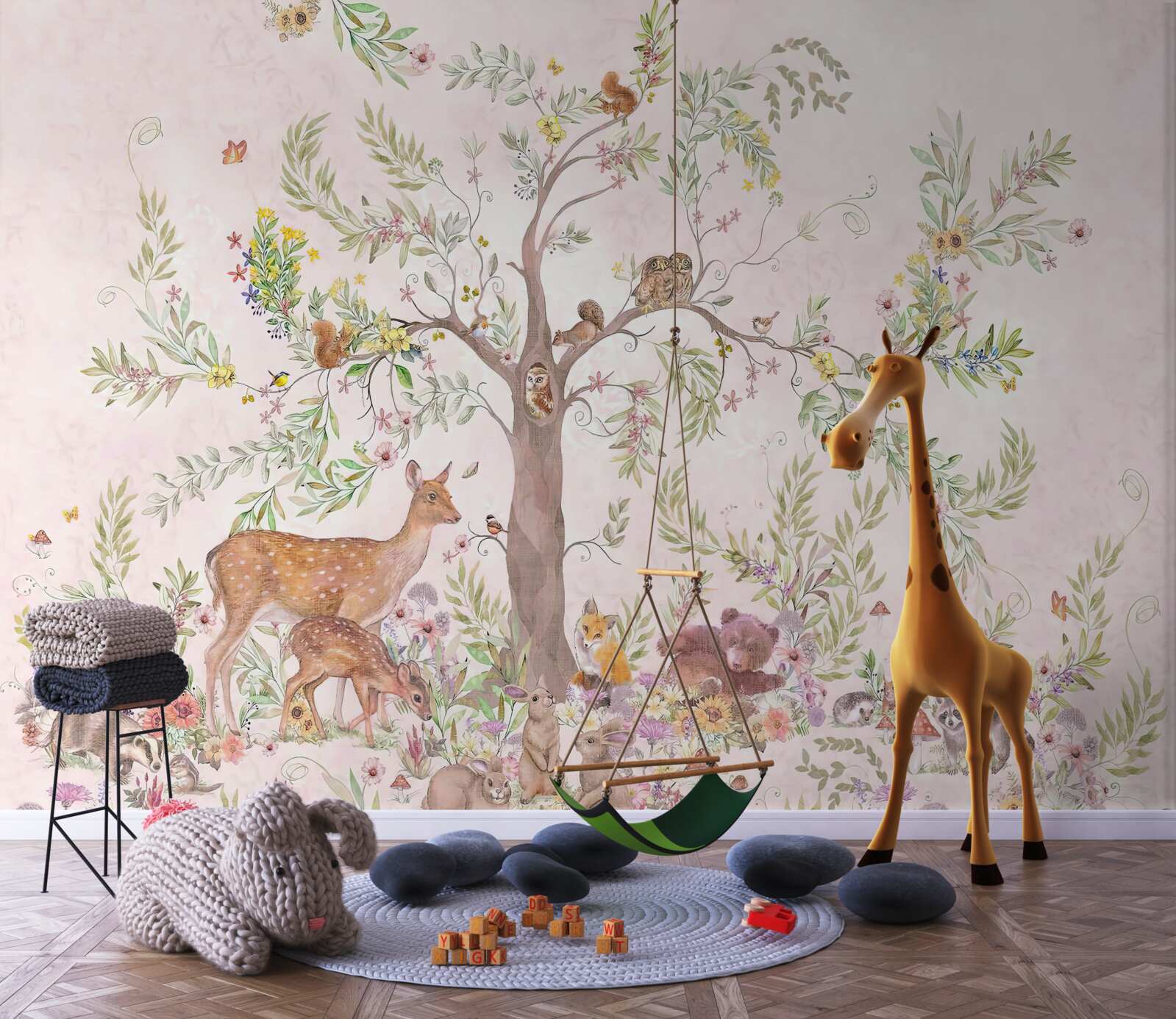 Papier peint il y a des animaux sous l'arbre