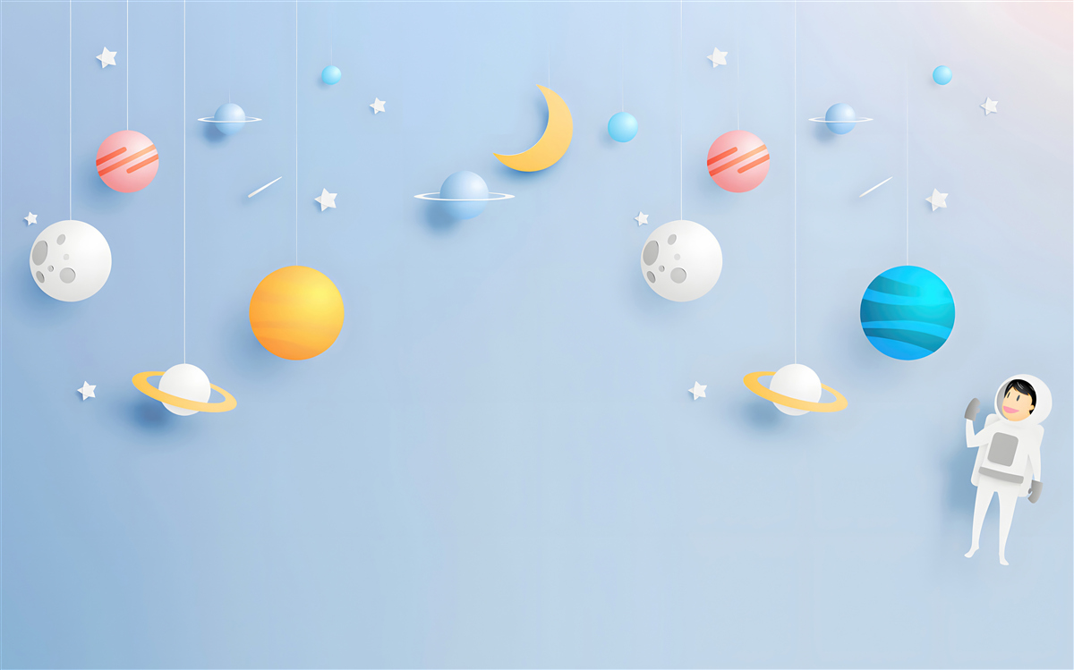 Papier peint astronaute entouré de planètes