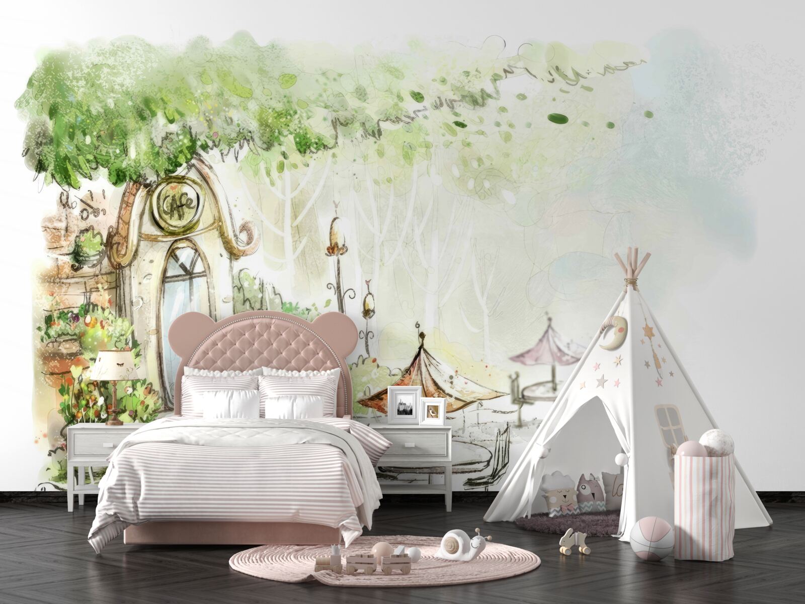 Papier peint cour visible sur la photo