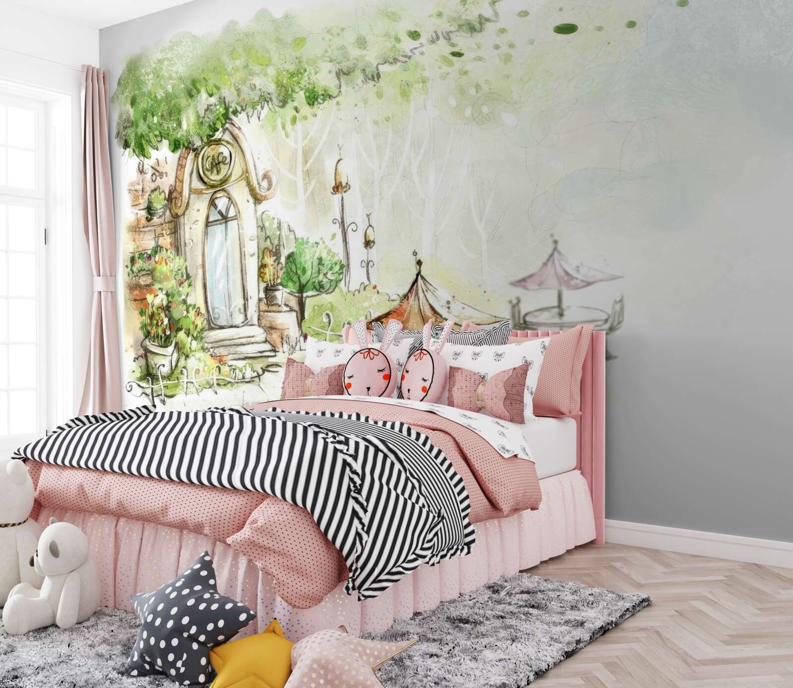 Papier peint cour visible sur la photo