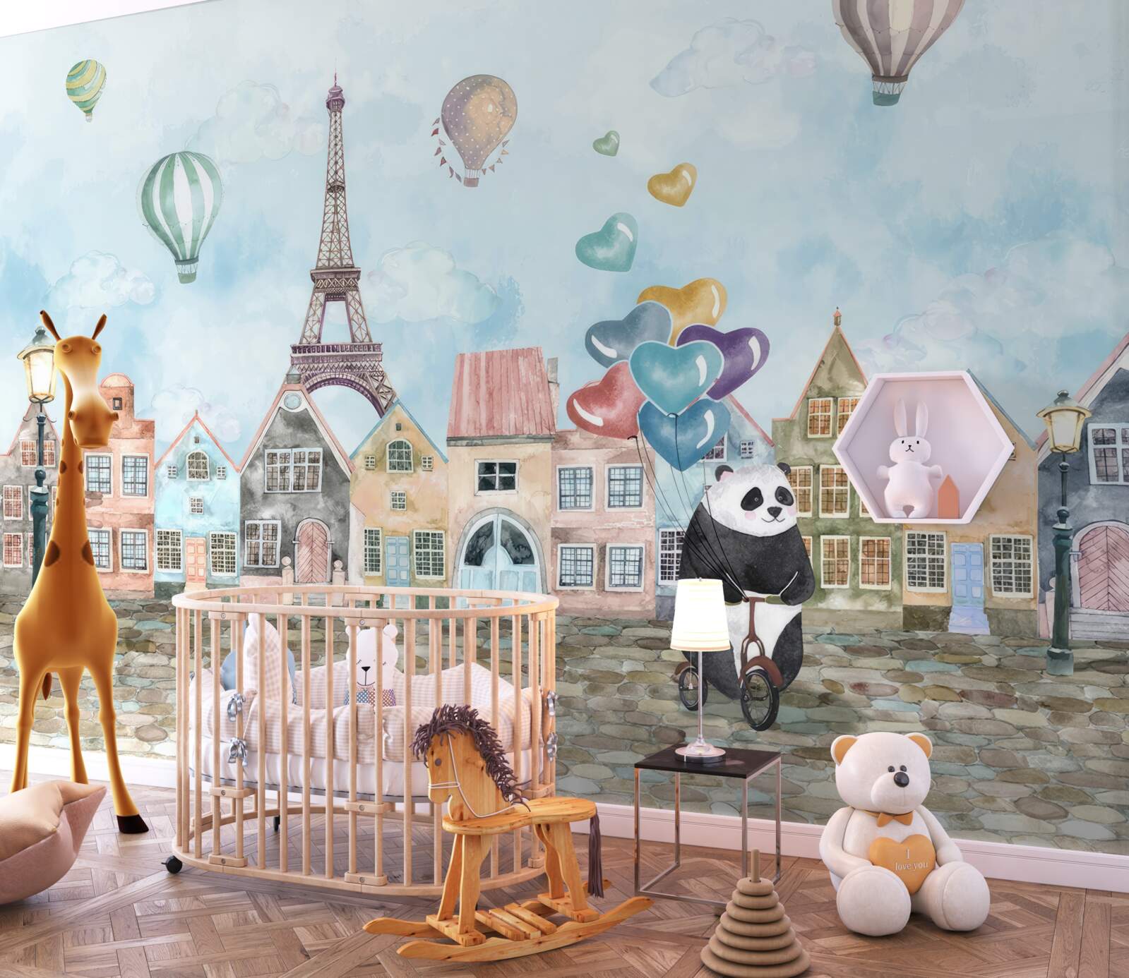 Papier peint le panda fait du vélo à paris