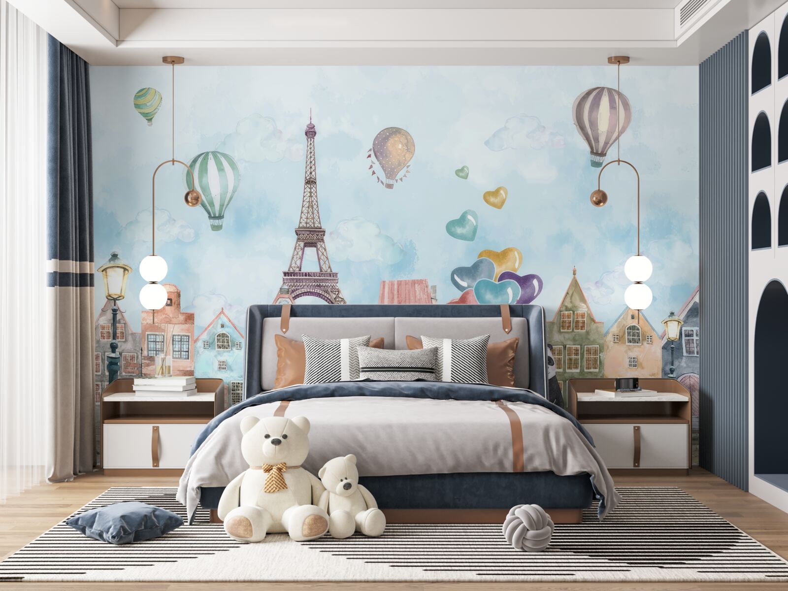 Papier peint le panda fait du vélo à paris