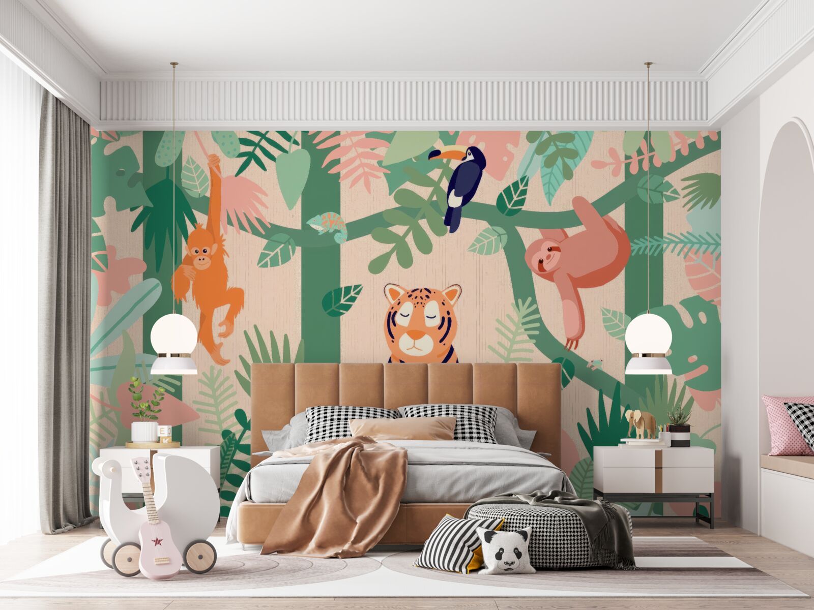 Papier peint les animaux jouent dans la jungle