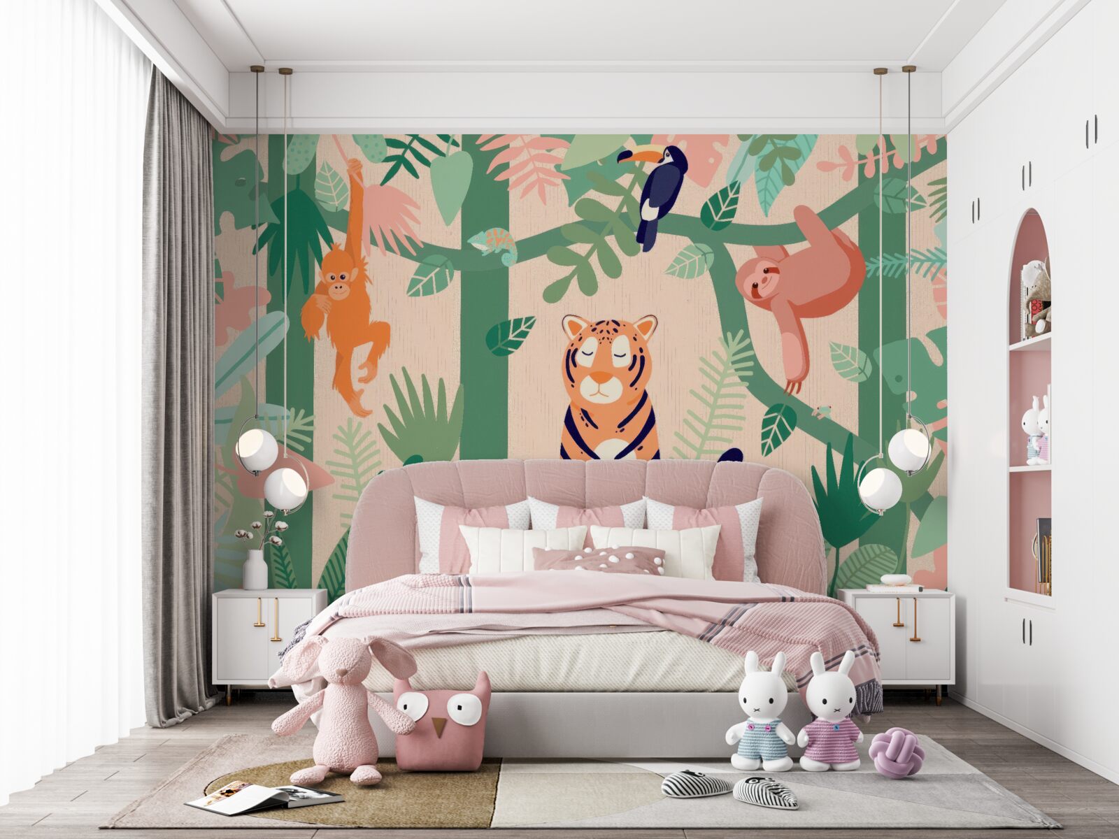 Papier peint les animaux jouent dans la jungle