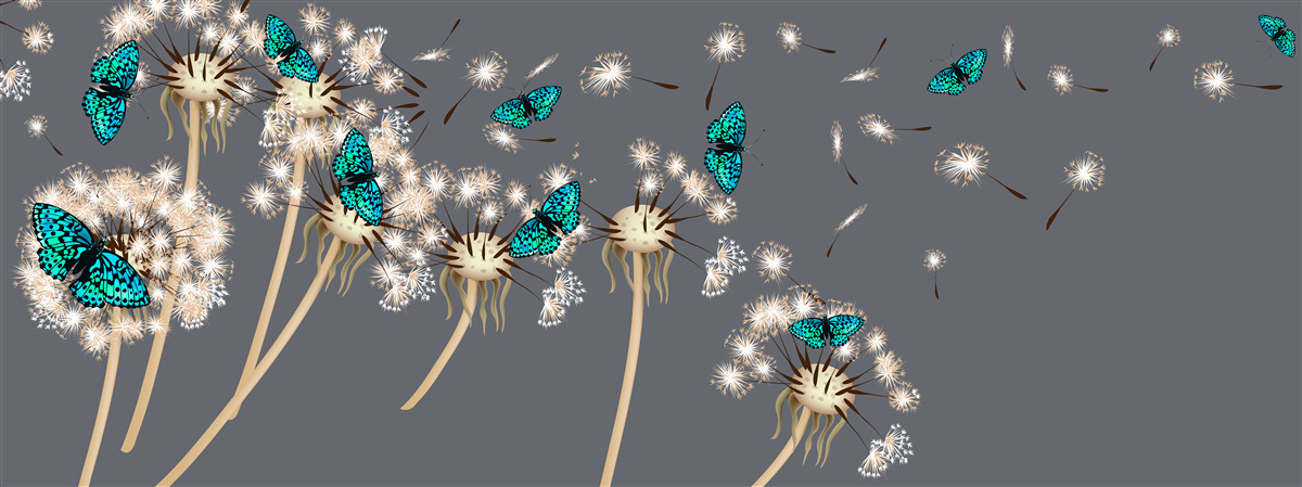 Papier peint roes et papillons