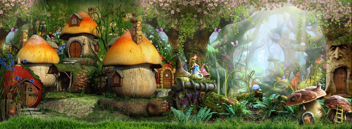 Papier peint village de contes de fées