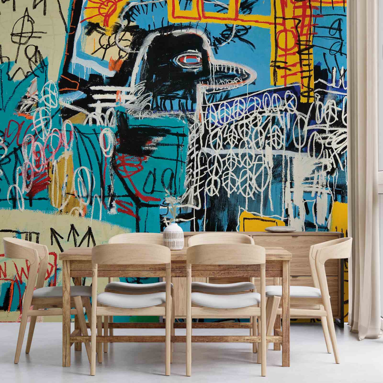 Papier peint des images de symboles et une tête d'oiseau