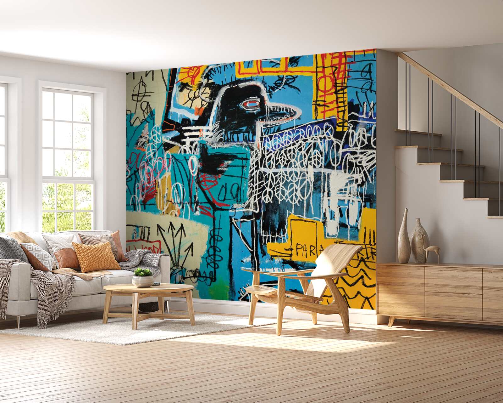 Papier peint des images de symboles et une tête d'oiseau