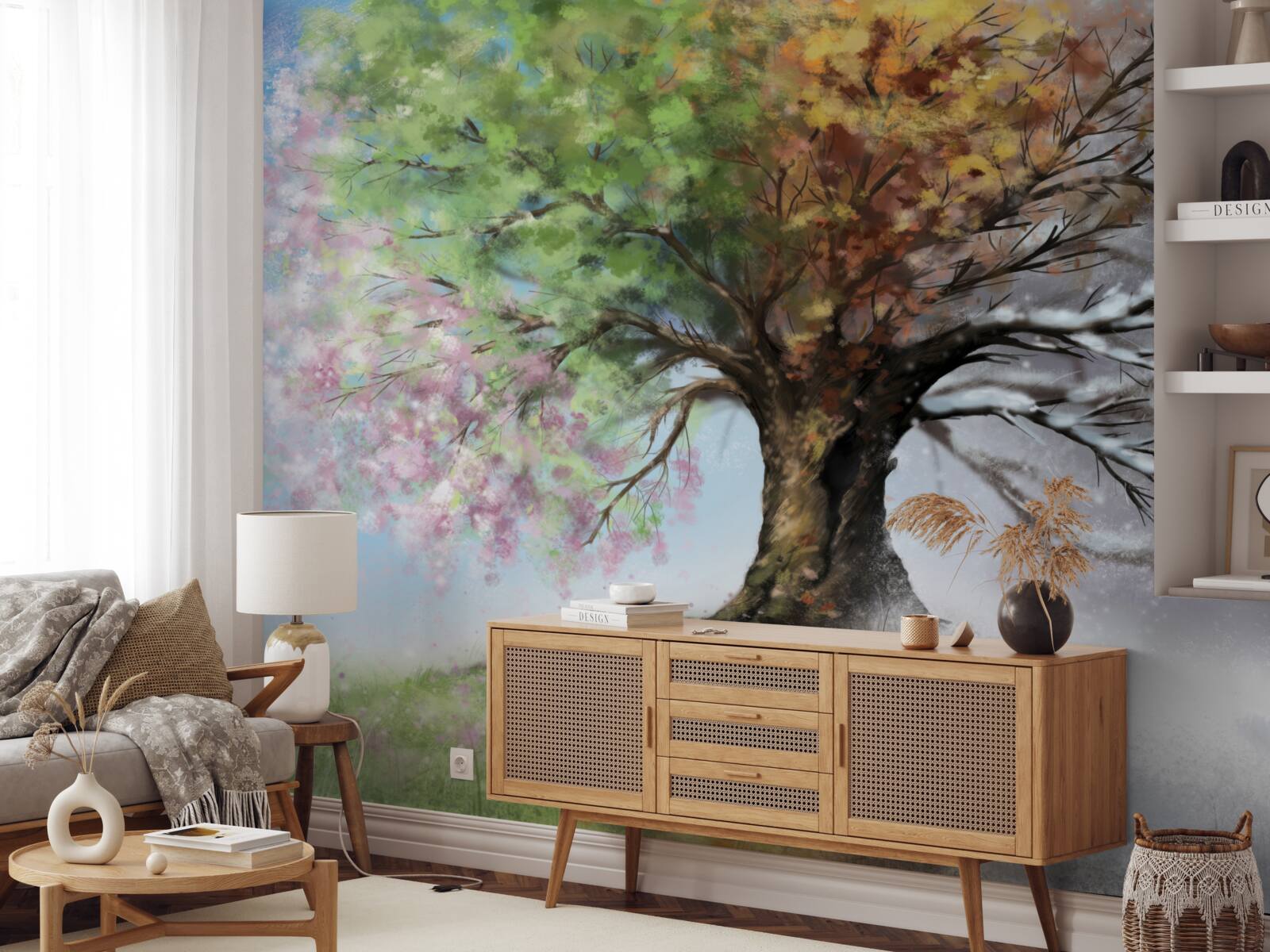 Papier peint l'arbre représente les quatre saisons