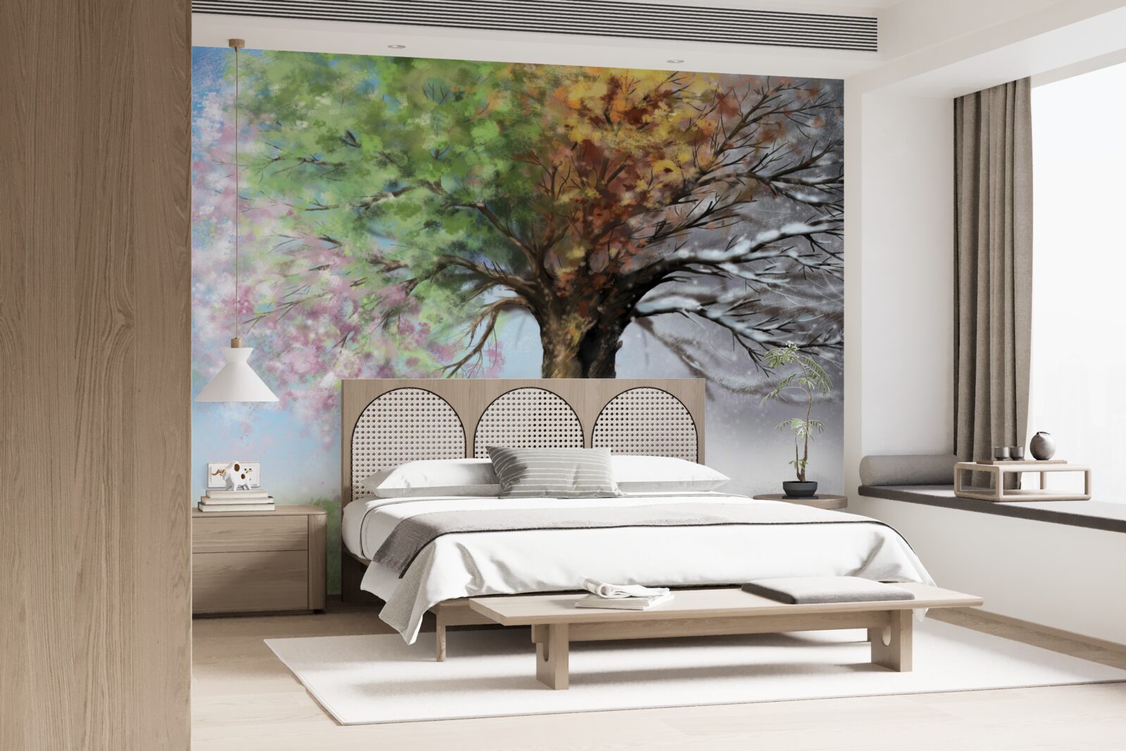 Papier peint l'arbre représente les quatre saisons