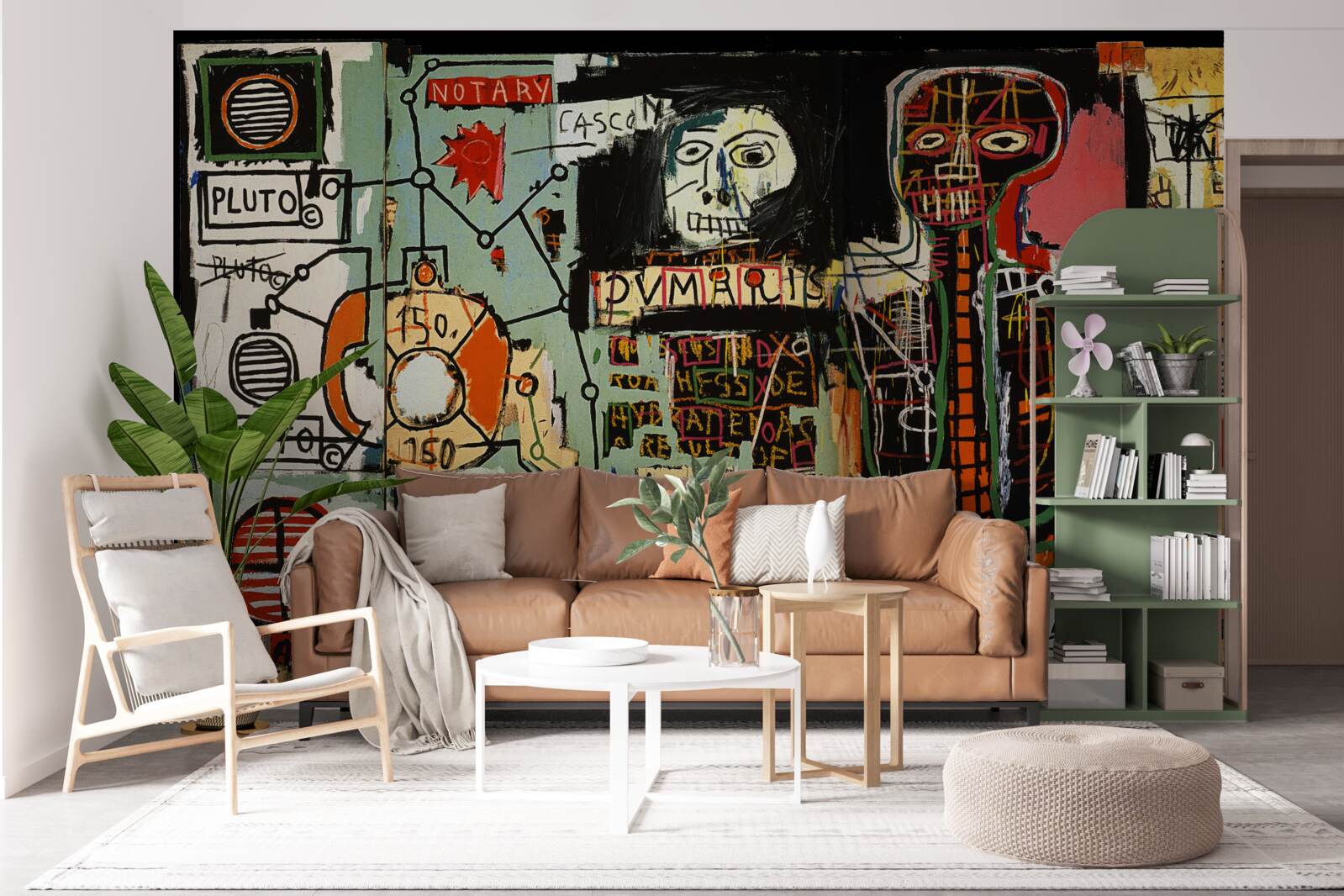 Papier peint peintures sombres et lettrage mural