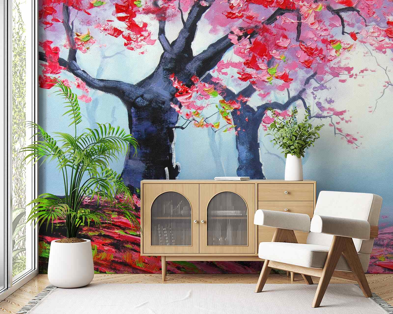 Papier peint forêt dans la brume d'automne