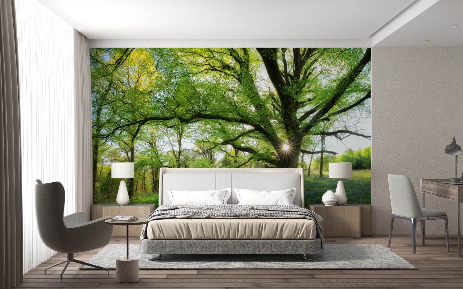 Papier peint belle forêt verte