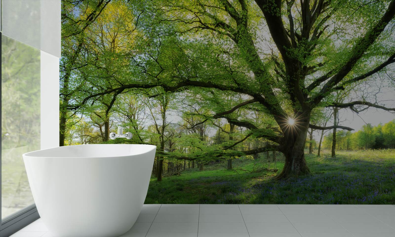 Papier peint belle forêt verte