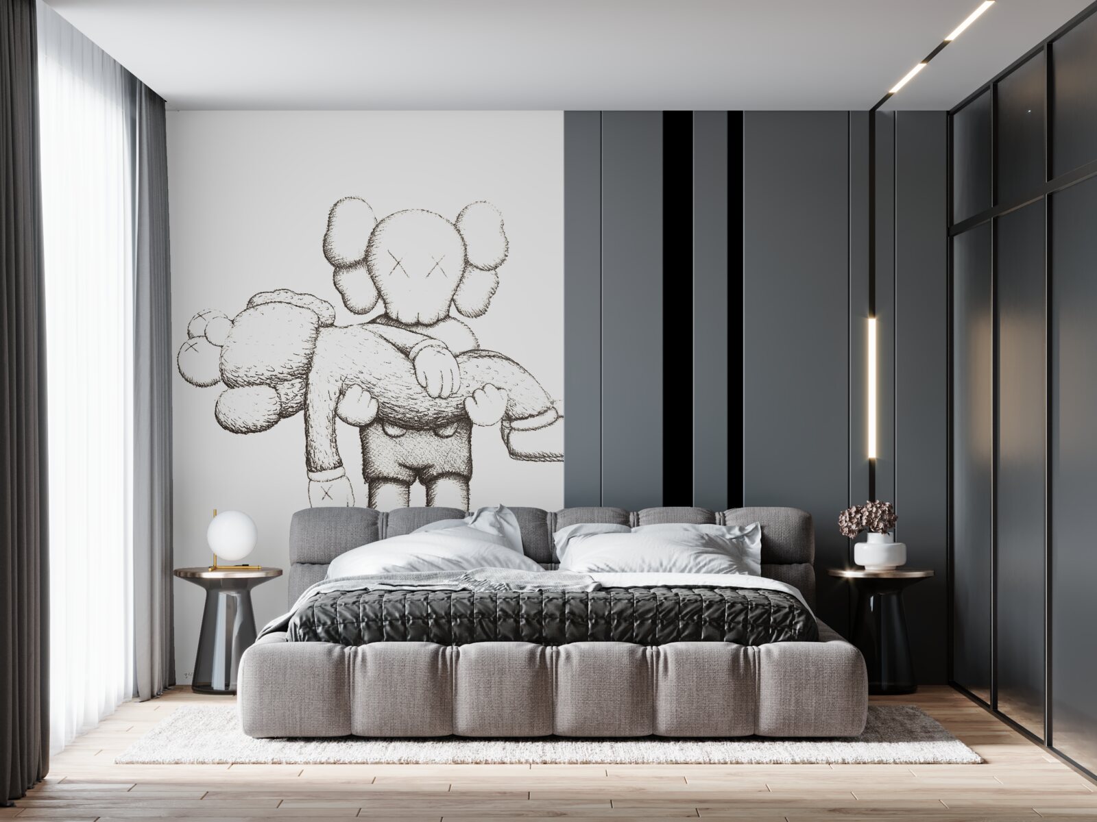 Papier peint un héros en prend un autre dans ses bras