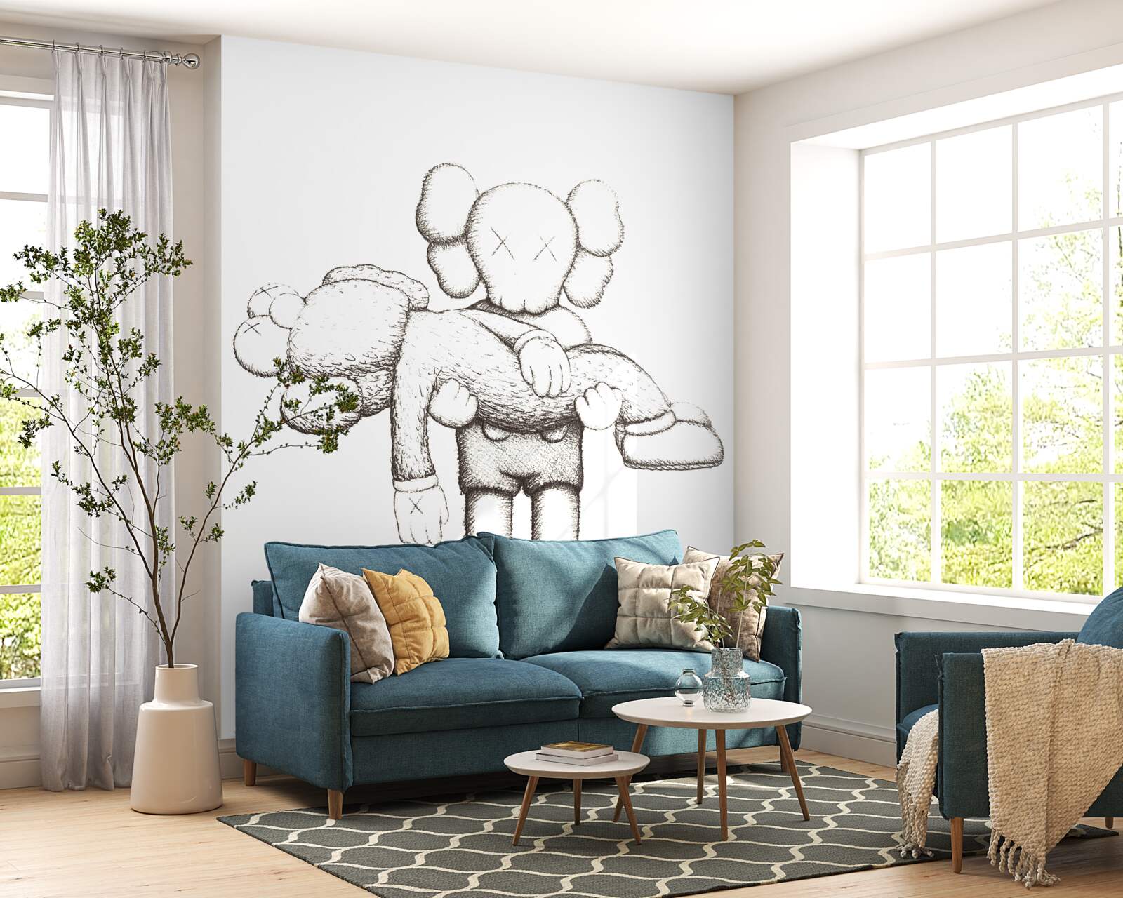 Papier peint un héros en prend un autre dans ses bras