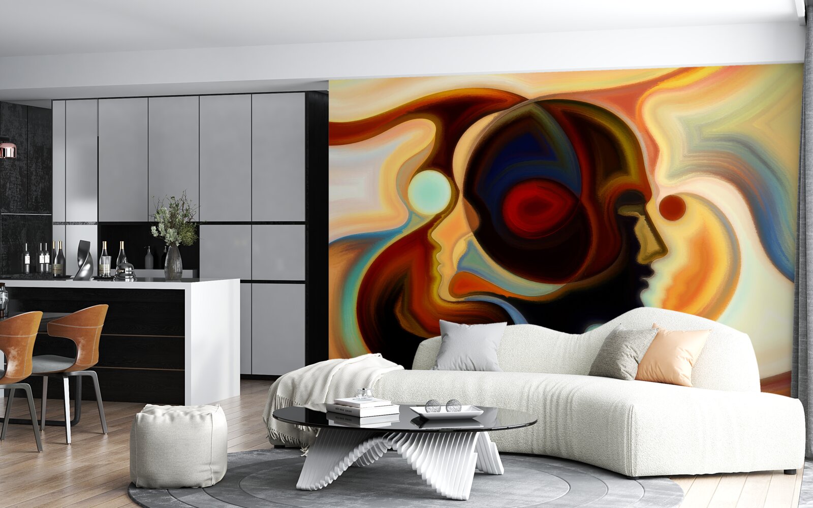 Papier peint images lumineuses d'un jeune homme et d'une jeune fille