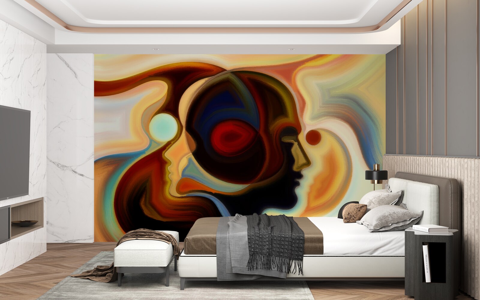 Papier peint images lumineuses d'un jeune homme et d'une jeune fille