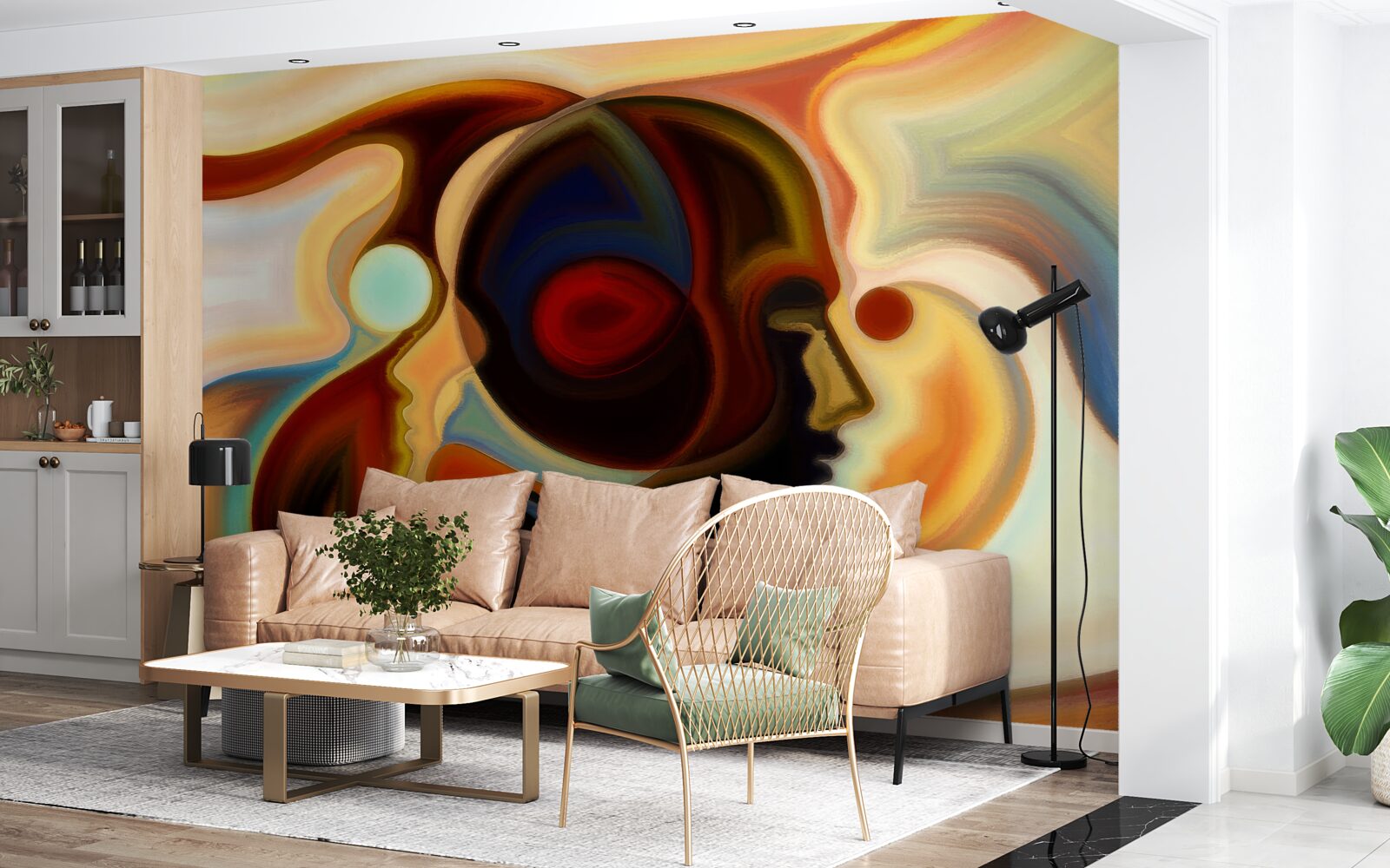 Papier peint images lumineuses d'un jeune homme et d'une jeune fille