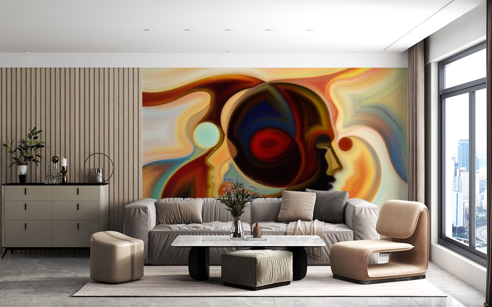 Papier peint images lumineuses d'un jeune homme et d'une jeune fille