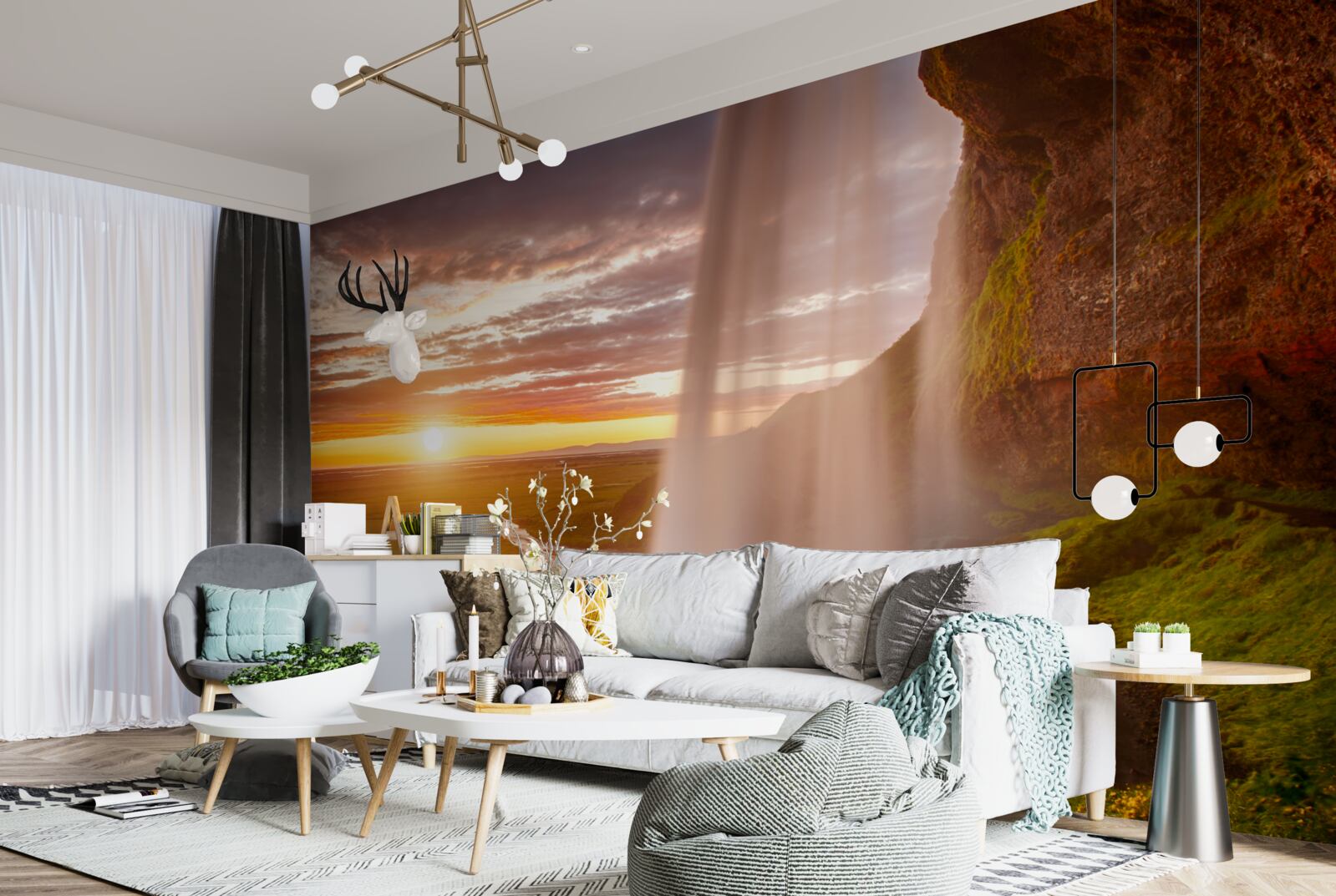 Papier peint des filets d'eau tombant d'une cascade