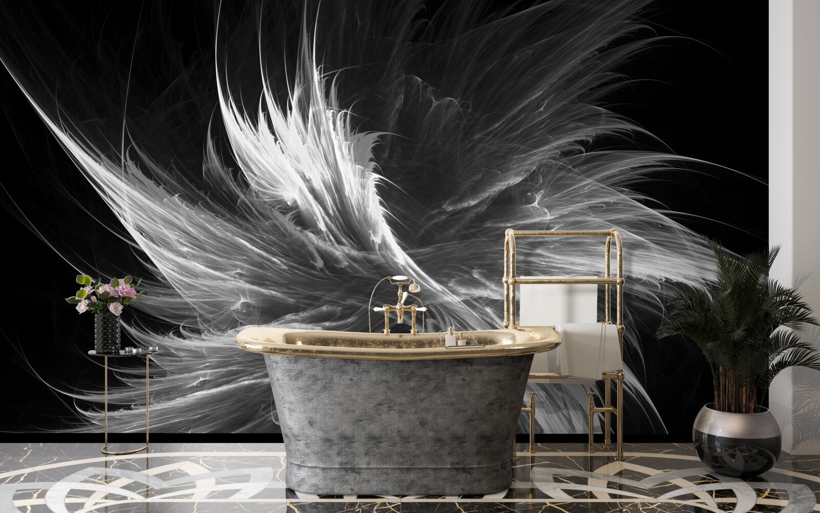 Papier peint fond noir avec des taches éblouissantes