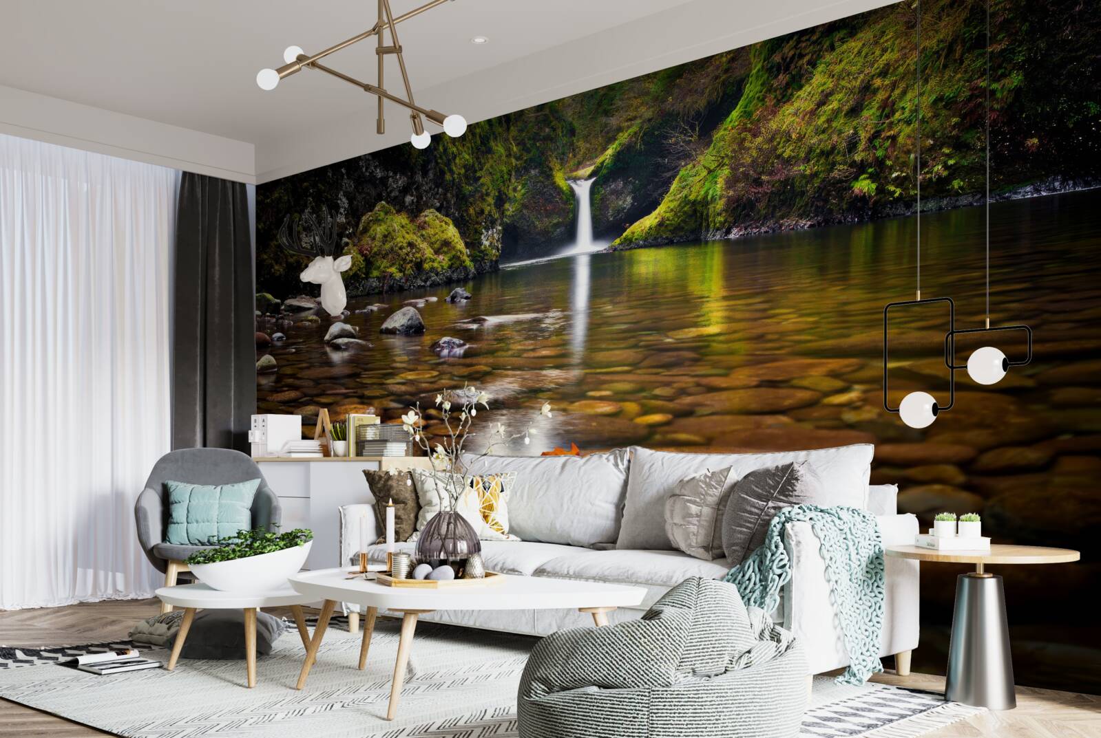 Papier peint une feuille tombée à la surface de l'eau en montagne