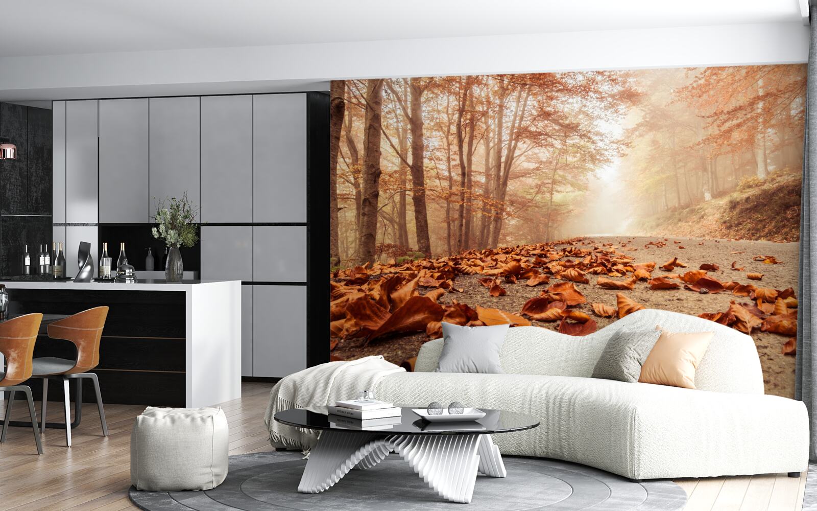 Papier peint les feuilles s'étendent comme un tapis d'or