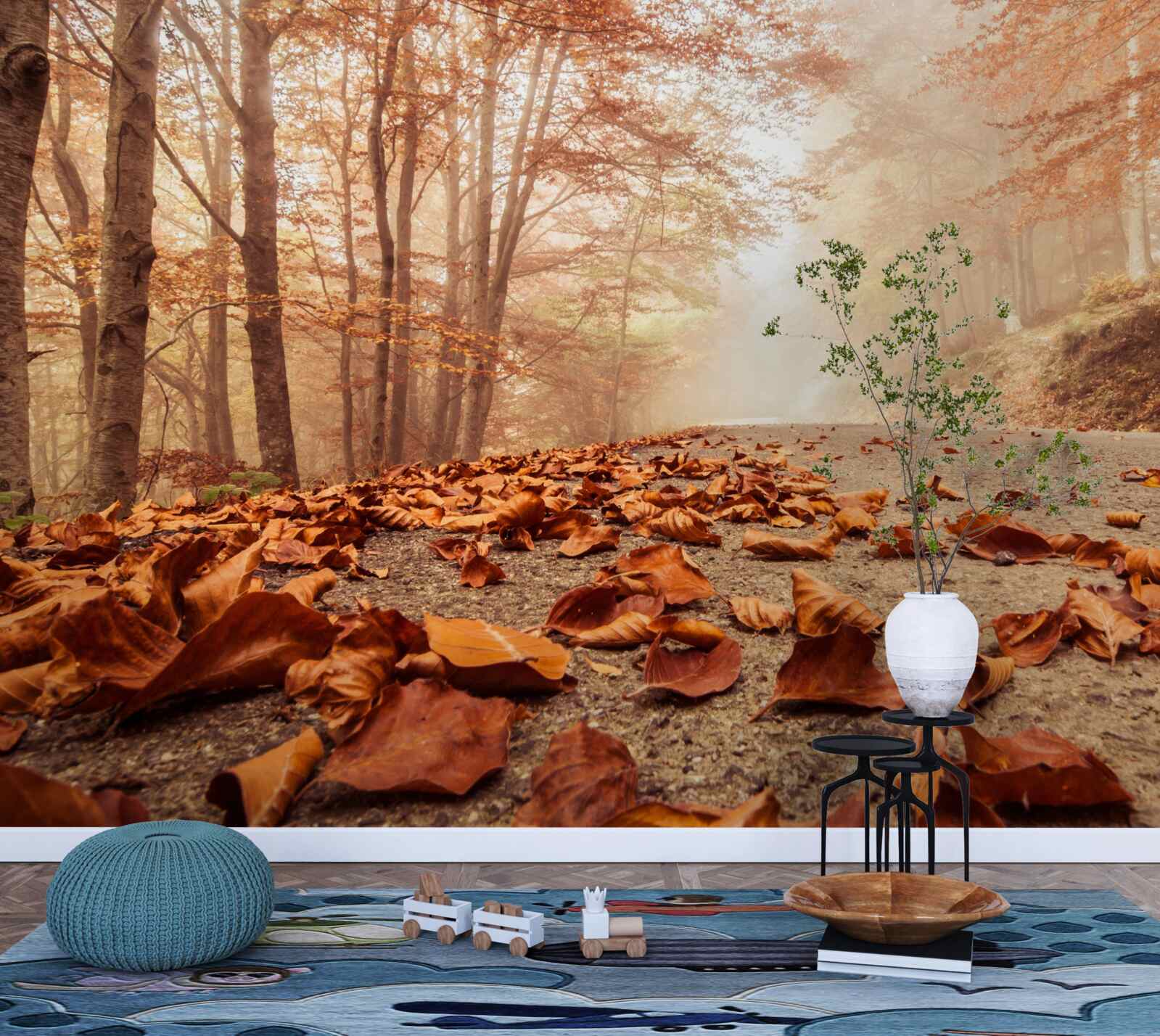 Papier peint les feuilles s'étendent comme un tapis d'or