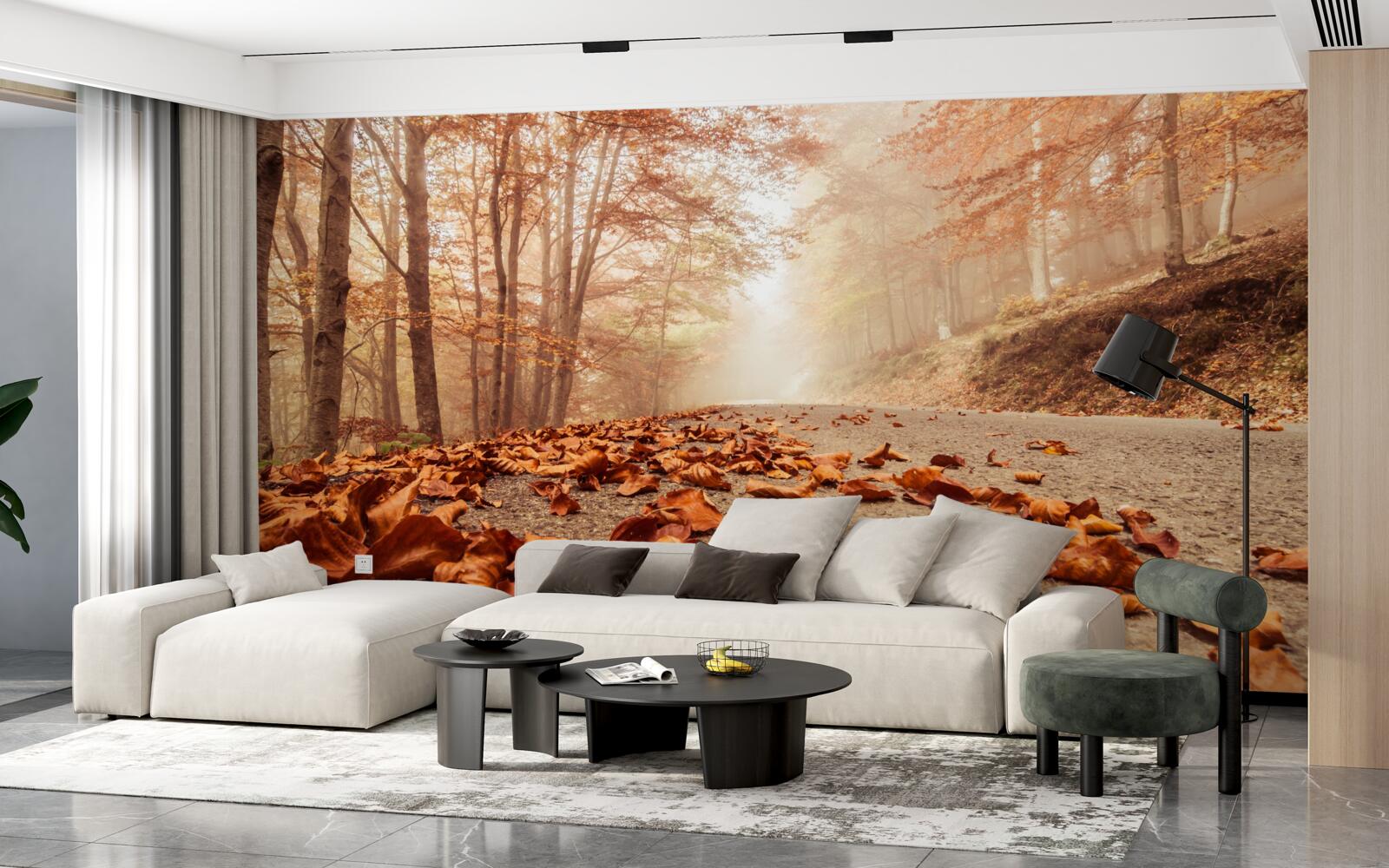 Papier peint les feuilles s'étendent comme un tapis d'or