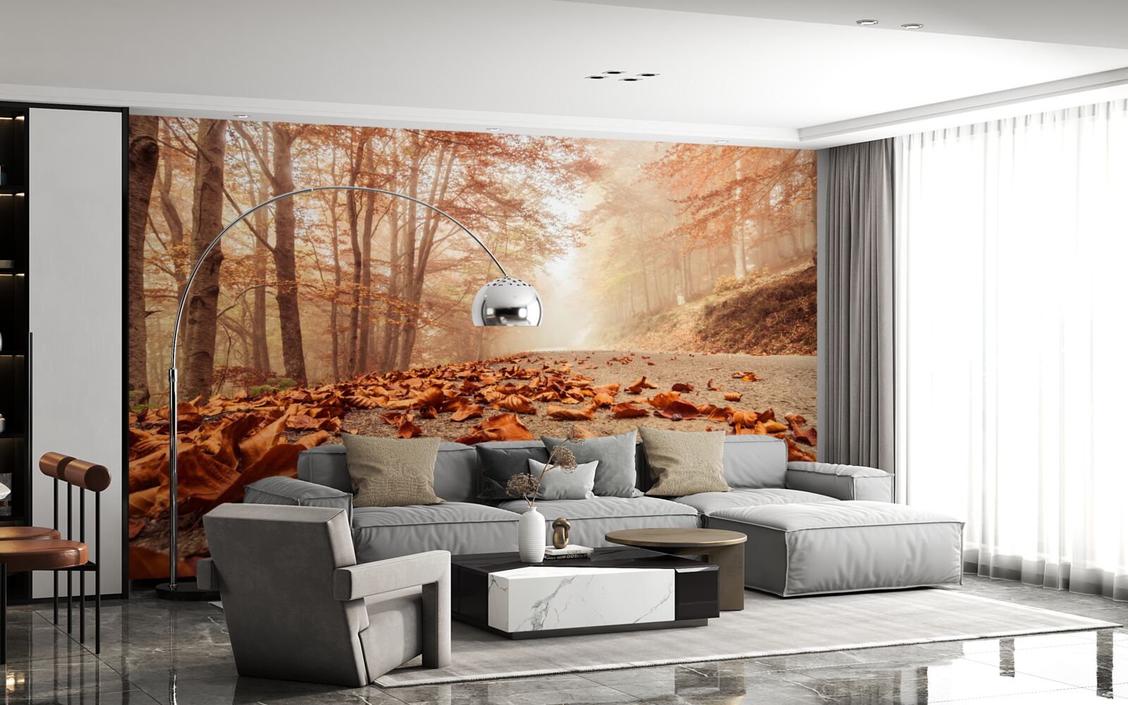 Papier peint les feuilles s'étendent comme un tapis d'or