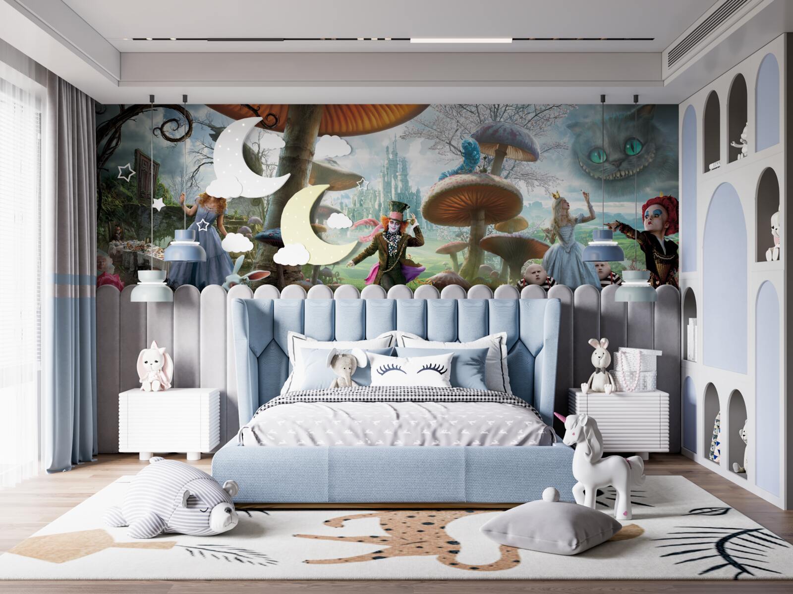 Papier peint personnages de "alice au pays des merveilles"