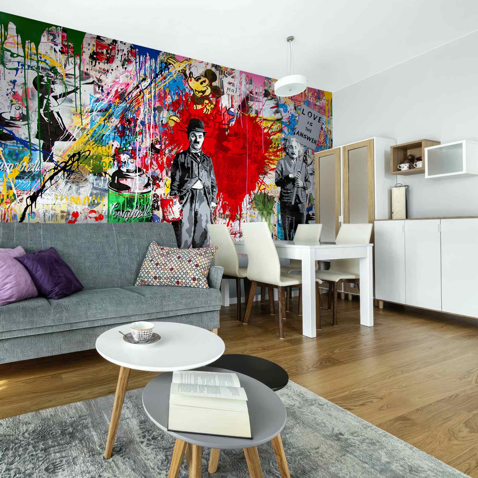 Papier peint charlie chaplin et einstein