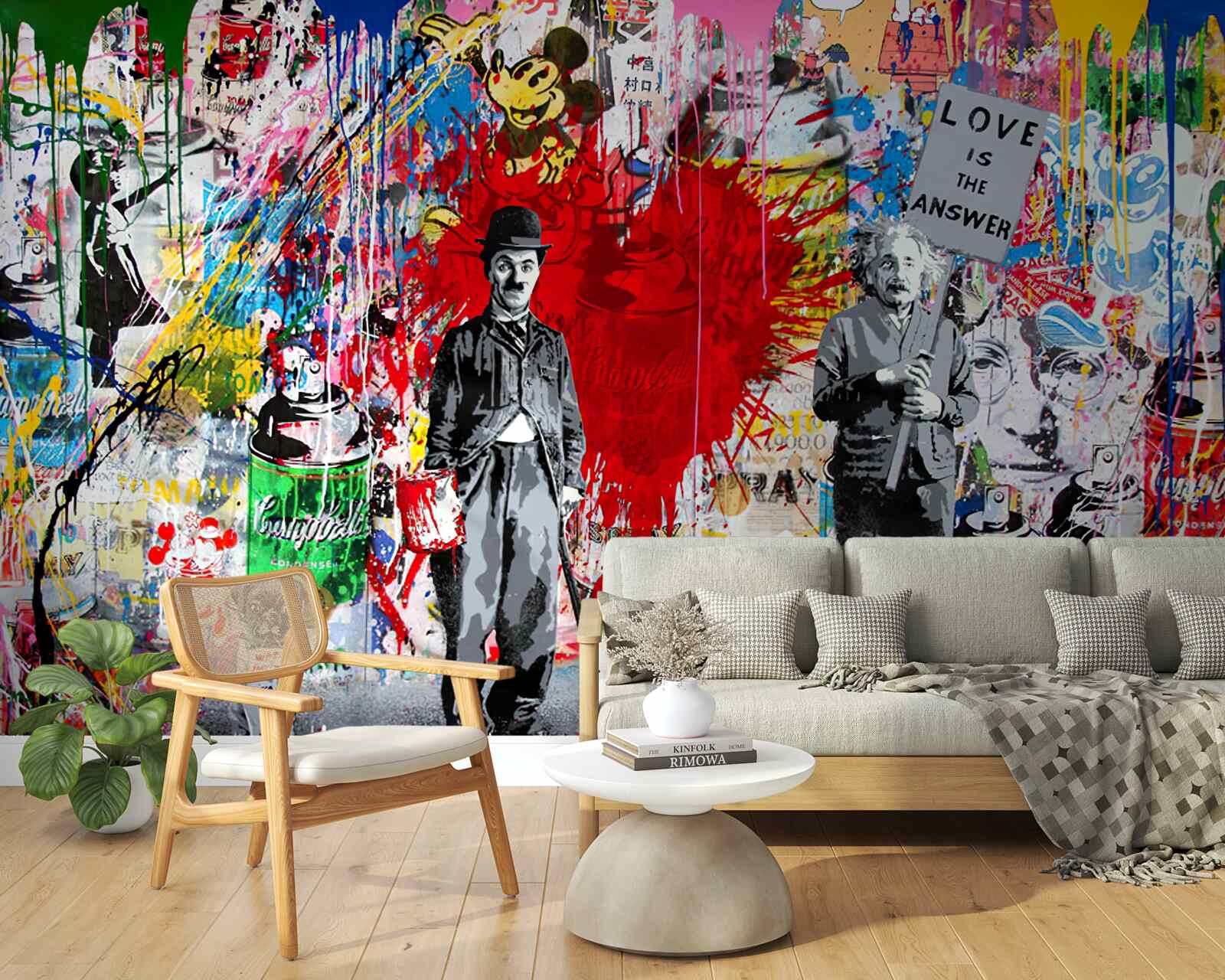 Papier peint charlie chaplin et einstein