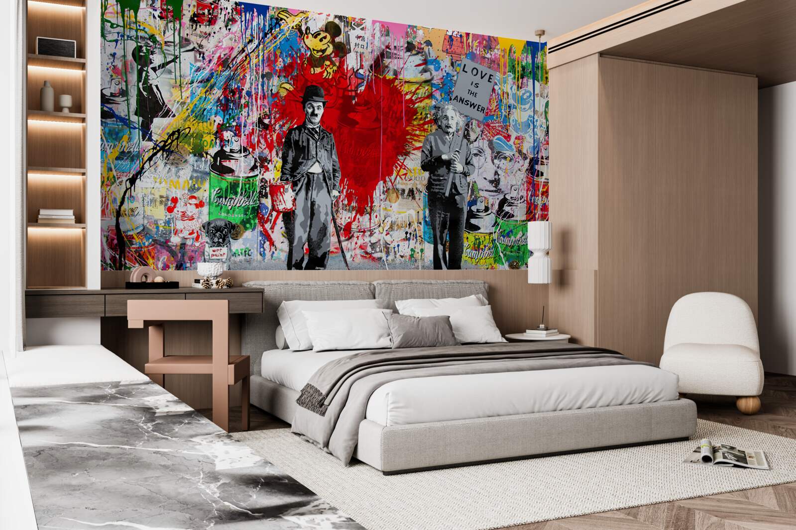 Papier peint charlie chaplin et einstein