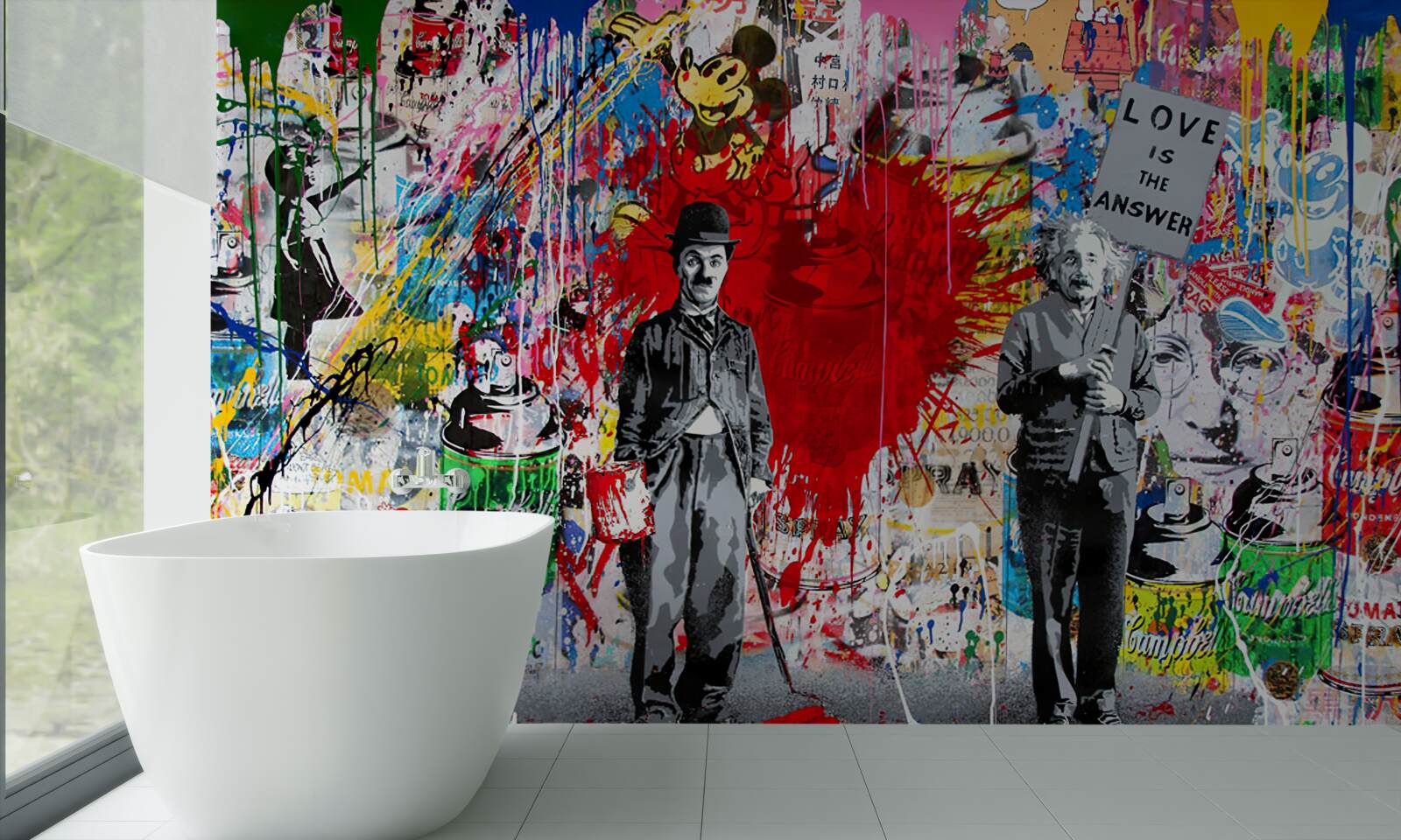 Papier peint charlie chaplin et einstein