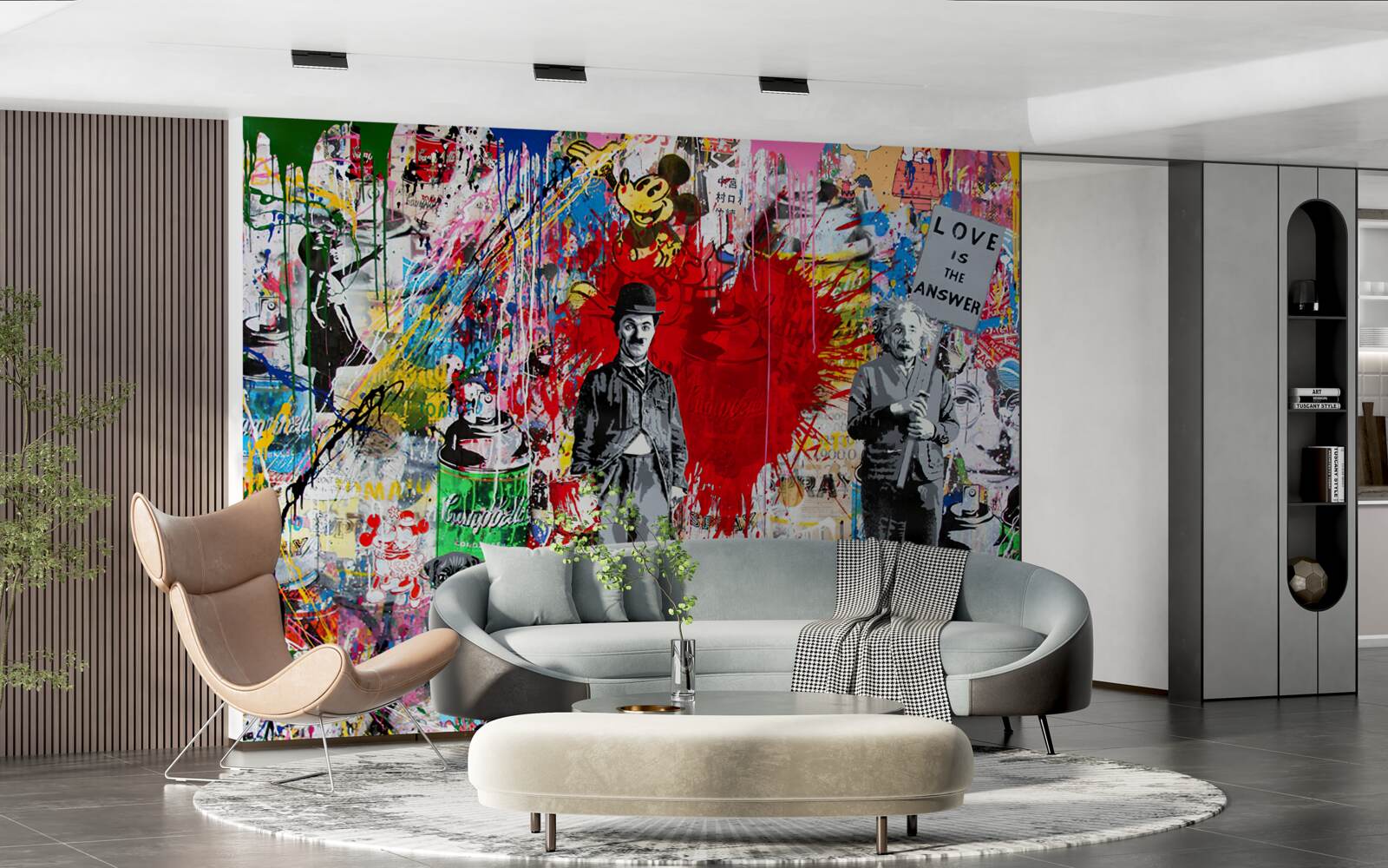 Papier peint charlie chaplin et einstein