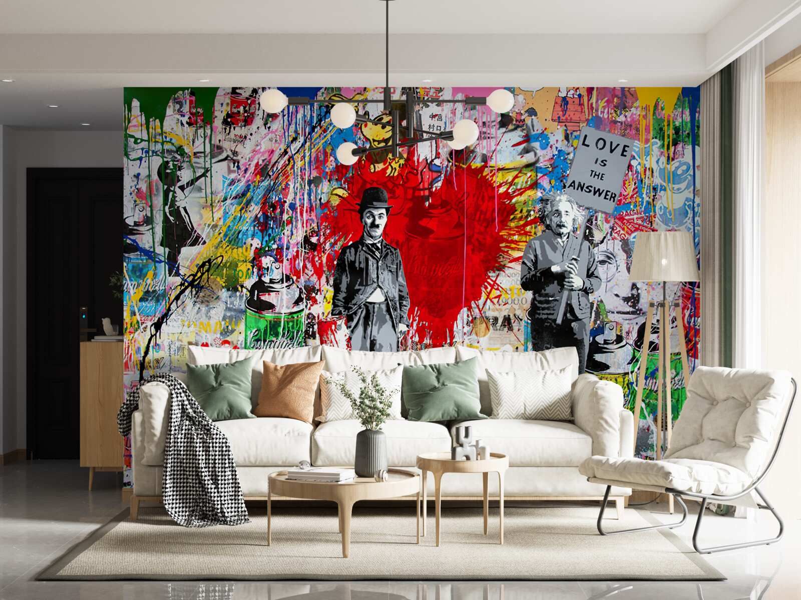 Papier peint charlie chaplin et einstein