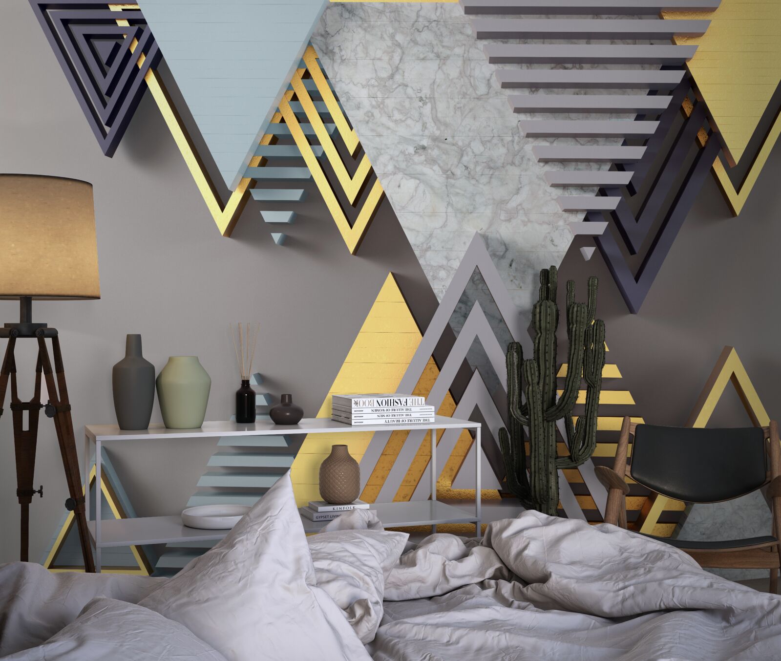 Papier peint différents triangles en forme et en couleur